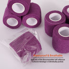 24 Pack Purple Bandage Tape, 2    x 5 Yards Self Adherent Cohesive Wrap Bandages Sretch Athletic Tape Breathable Medical Wrap Ga