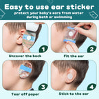 Kingdder 120 Pieces Ear Covers Waterproof Baby Shower Swimming Stickers Newborn Plugs Kids Disposable Ear Tape Protectors Shower