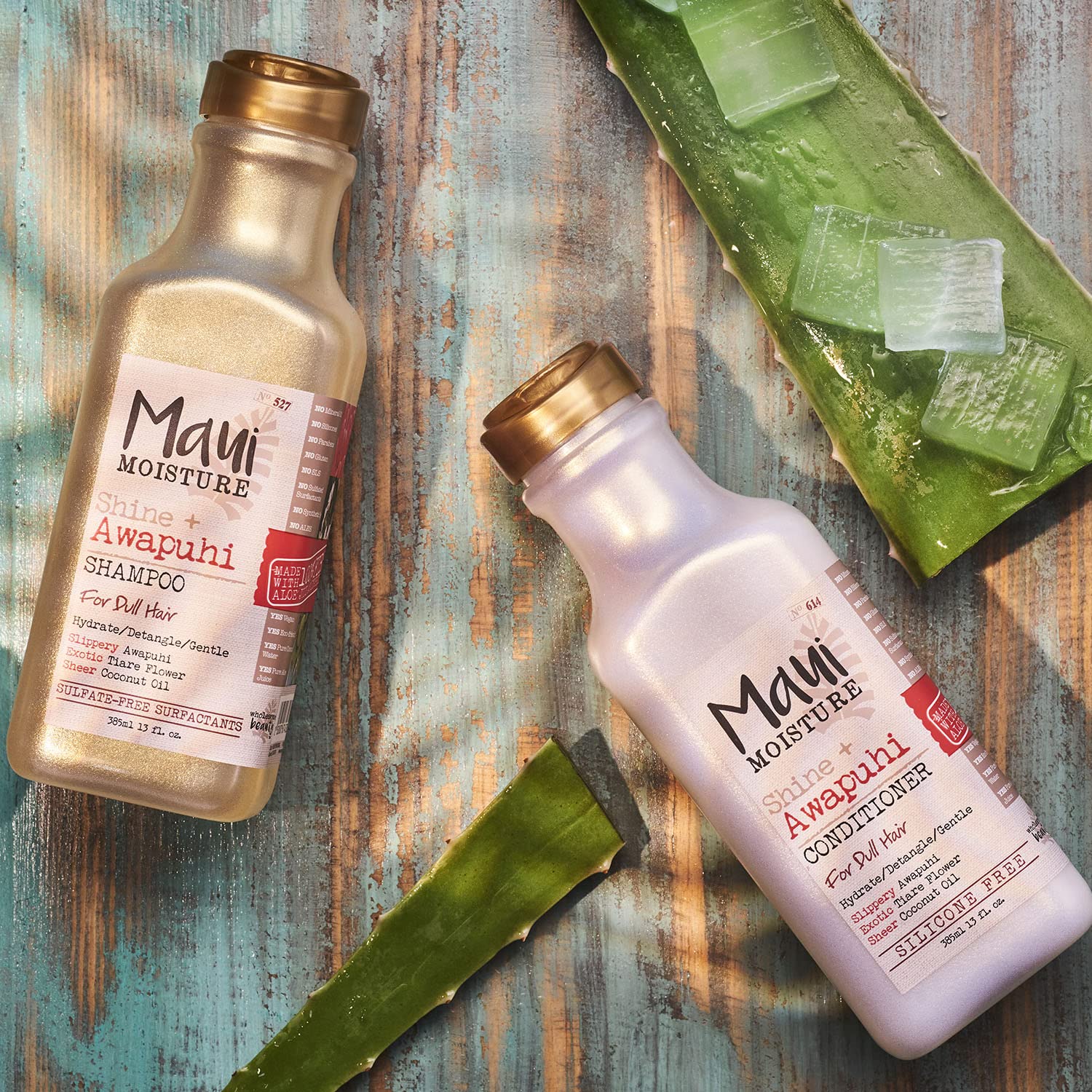 Maui Moisture Shine + Awapuhi Moisturizing Vegan Conditioner with Oils for Shiny Hair Silicone & SulfateFree Surfactant Aloe Con
