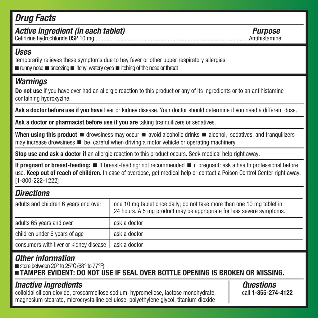 Amazon Basic Care All Day Allergy, Cetirizine Hydrochloride Tablets, 10 mg, Antihistamine, 90 Count (Packaging may vary)