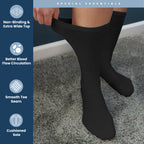 Special Essentials 12 Pairs Cotton Diabetic Socks for Men & Women - Non-Binding Extra Wide Top Neuropathy Socks - Crew Socks Bla