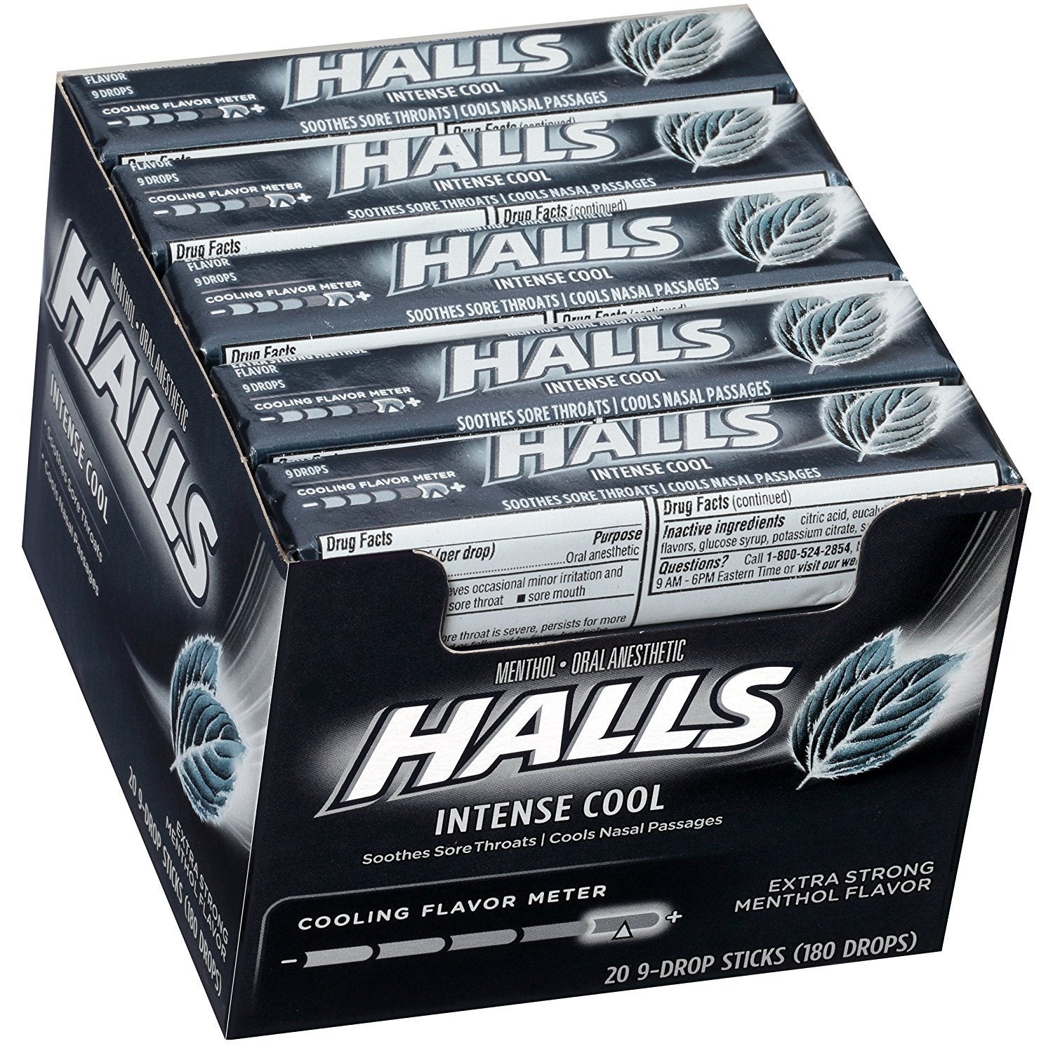 HALLS Relief Max Strength Extra Strong Menthol Throat Drops, 20 Packs of 9 Drops (180 Total)