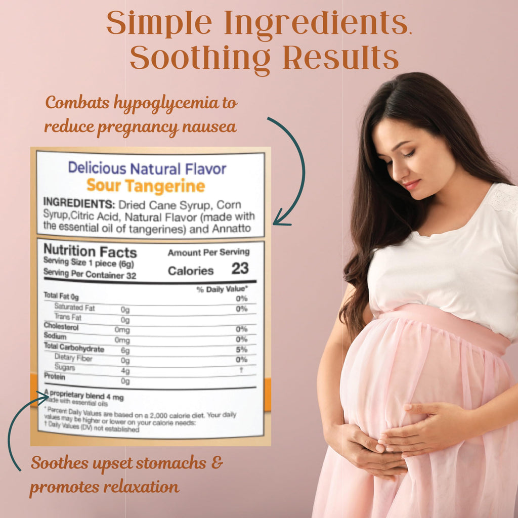Preggie Pop Drops Pregnancy Nausea Relief Morning Sickness Candy with Essential Oils for Pregnant Women - Natural Sour Tangerine