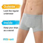 IRISMORII Mens Incontinence Underwear Adult Washable Bladder Control Brief 60 ML Absorbency Leak Proof Boxer Brief 3 Pack (Black