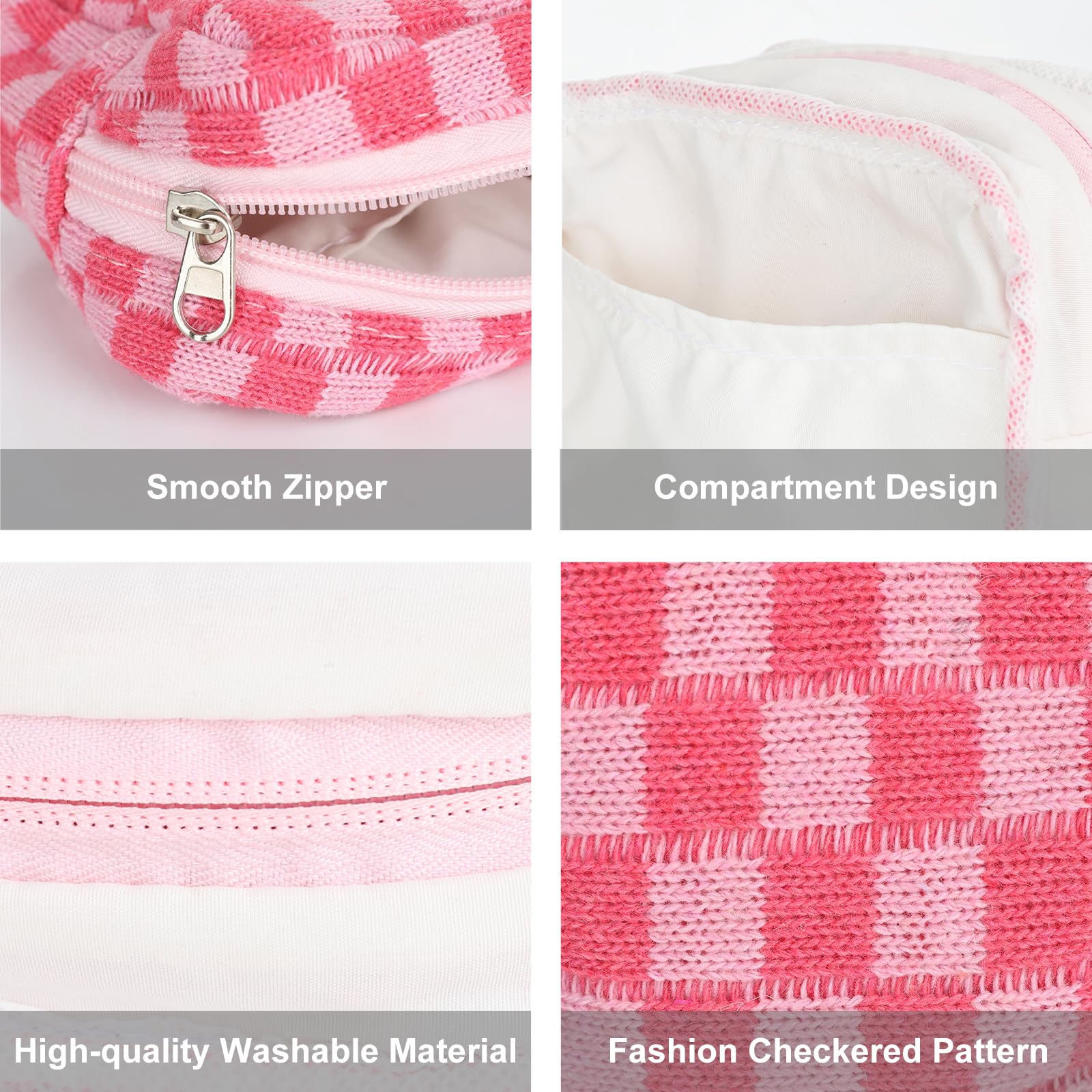 CekPo Sanitary Napkin Storage Bag, Menstrual Pad Zipper Bag Checkered Portable Period Bag Panty Liners, Tampon Storage Pouch for
