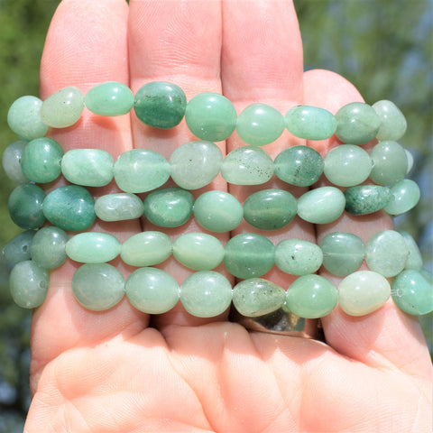 Zenergy Gems CHARGED Green Aventurine Crystal Bracelet Tumble Polished Stretchy (GAIN CREATIVITY, COURAGE, INDEPENDENCE, PROSPER