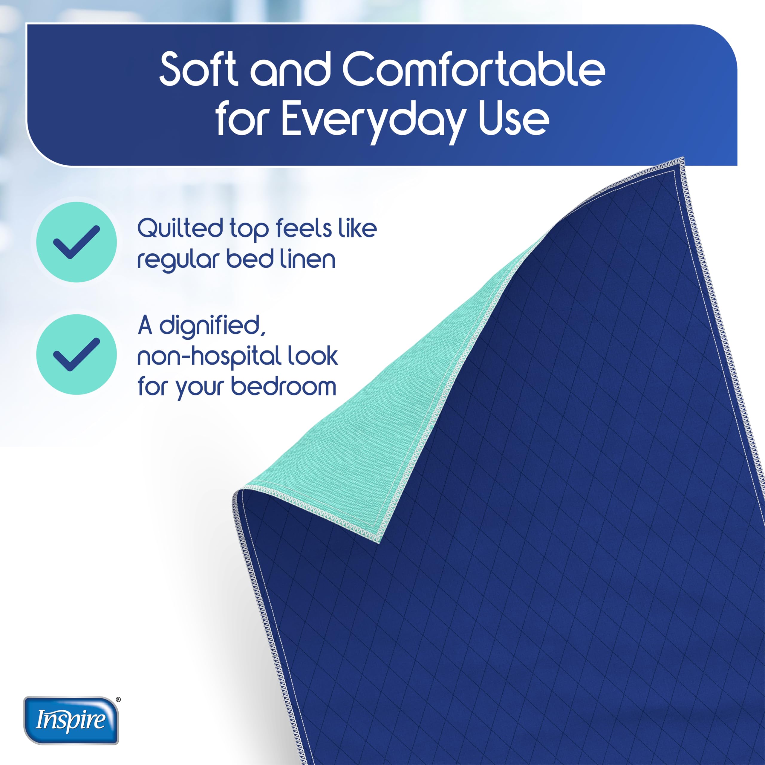 Inspire Waterproof Mattress Protector, Dark Colored to Hide Stains, Extra Large 34 x 54, Quilted Bed Pad for Incontinence Washab