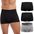 IRISMORII Washable Mens Urine Incontinence Underwear for Bladder Leak Proof Absorbent Cotton Trunk Boxer Brief 60 ML 3 Pack (Bla
