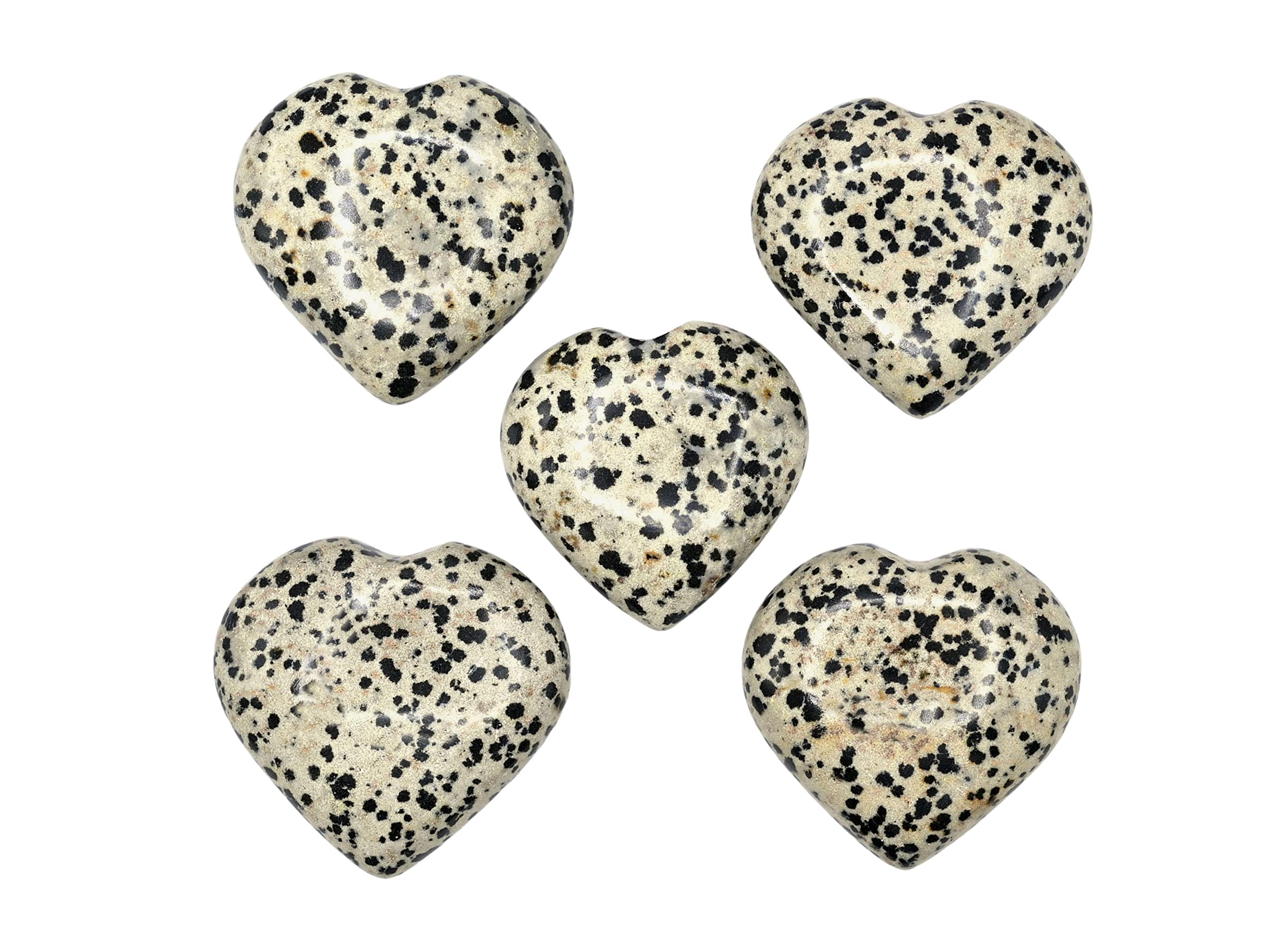 Amazing Gemstone Dalmatian Jasper Crystal Heart Palm Stone - Pocket Massage Worry Stone for Natural Body Chakra Balancing, Reiki