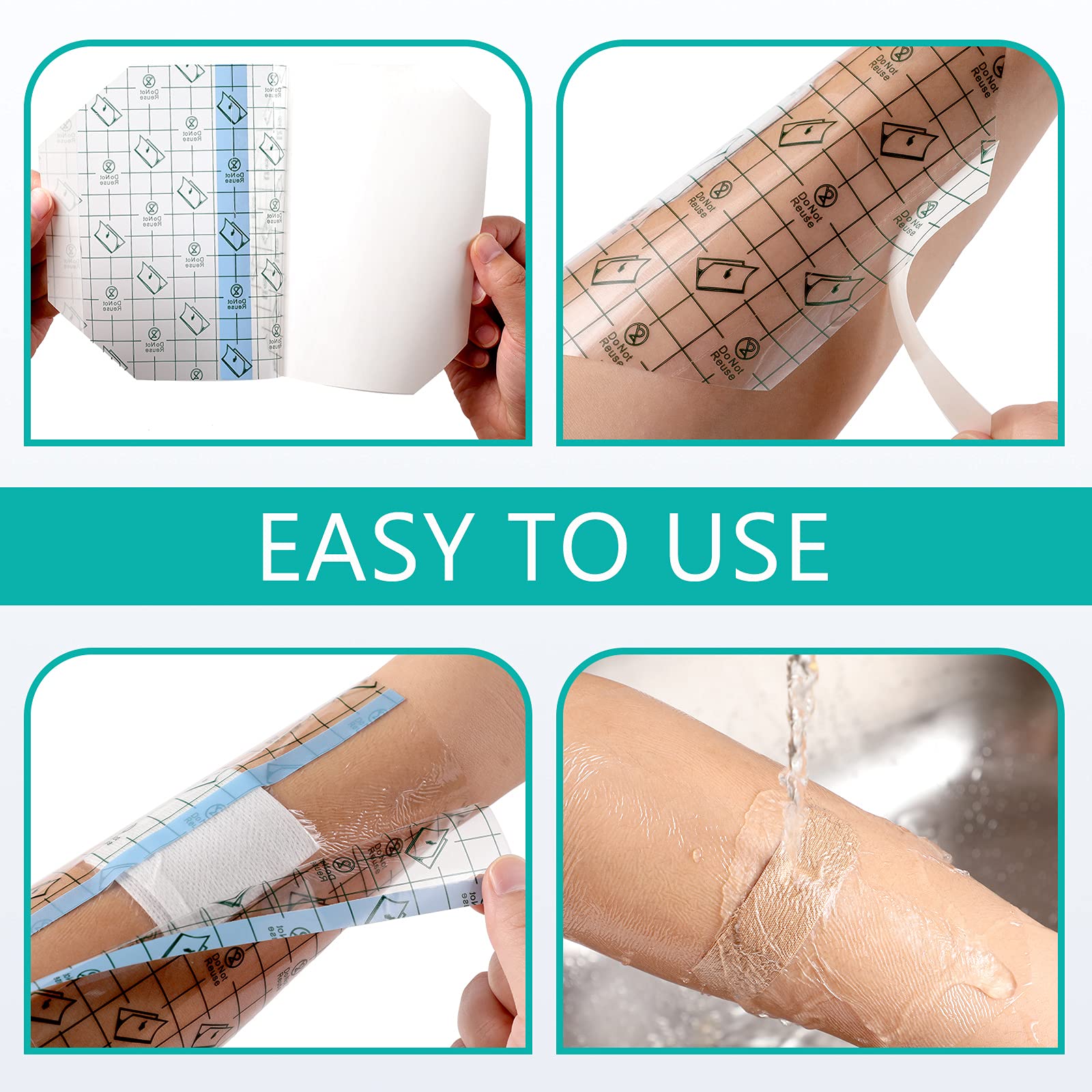 50 Pieces Transparent Stretch Adhesive Bandage Waterproof Transparent Film Dressing Bandages Clear Adhesive Dressing Stretch Tap