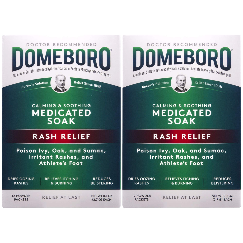 Domeboro Medicated Soak Rash Relief (Burow?s Solution), 12 Powder Packets (Pack of 2)