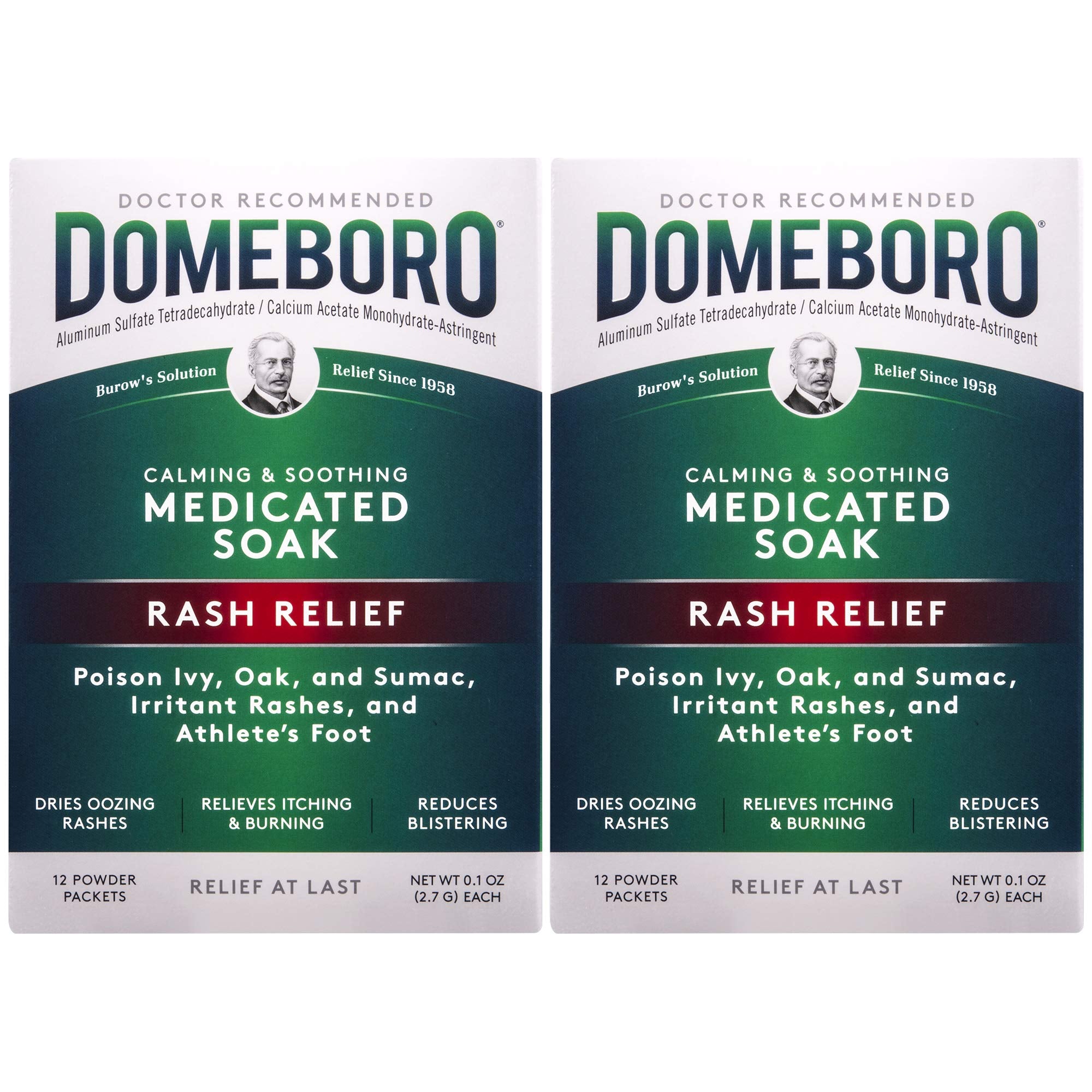 Domeboro Medicated Soak Rash Relief (Burow?s Solution), 12 Powder Packets (Pack of 2)