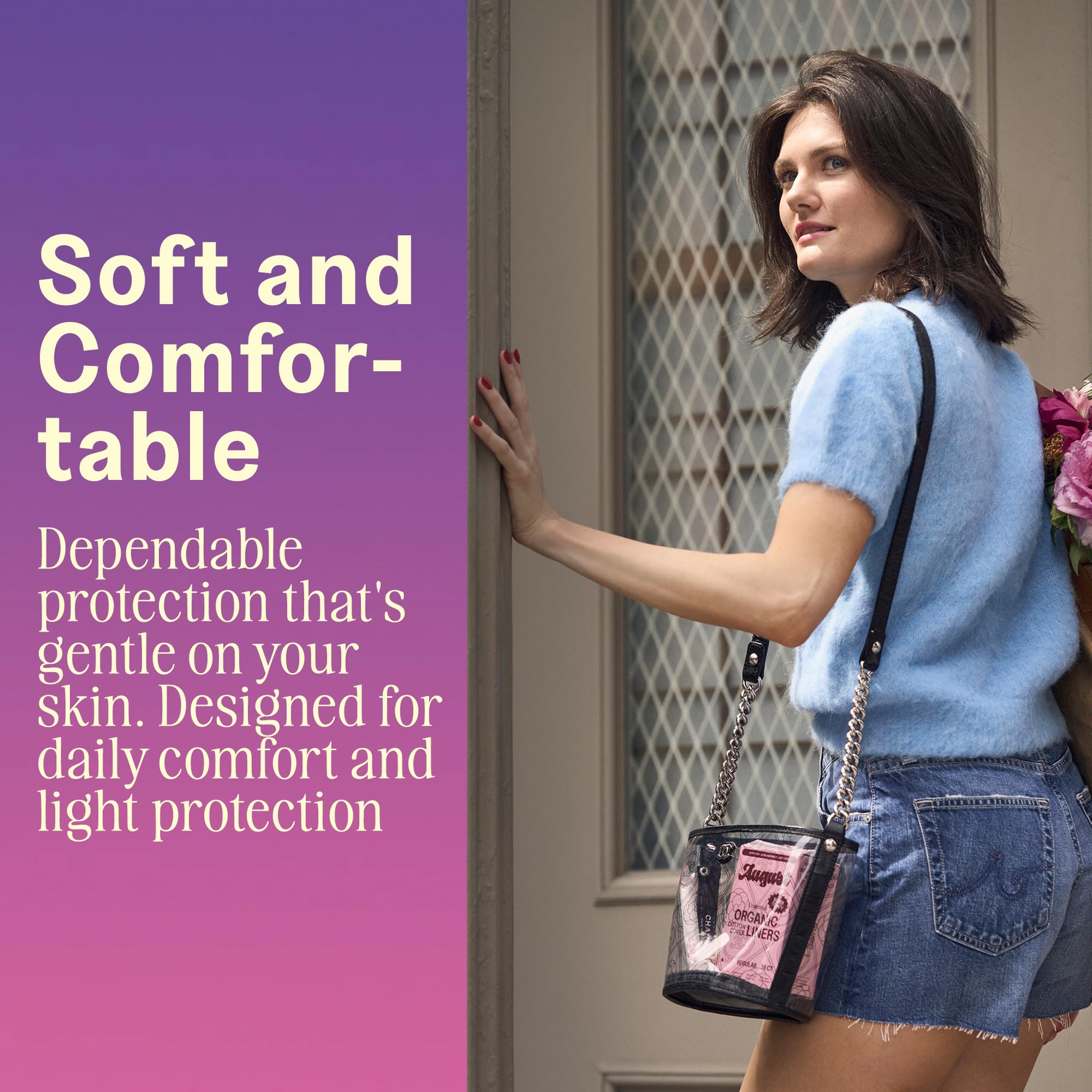 August Organic Panty Liners for Women and Anyone Who Menstruates, Made with Organic Cotton, 38 Daily Liners for Women, Toxin & F