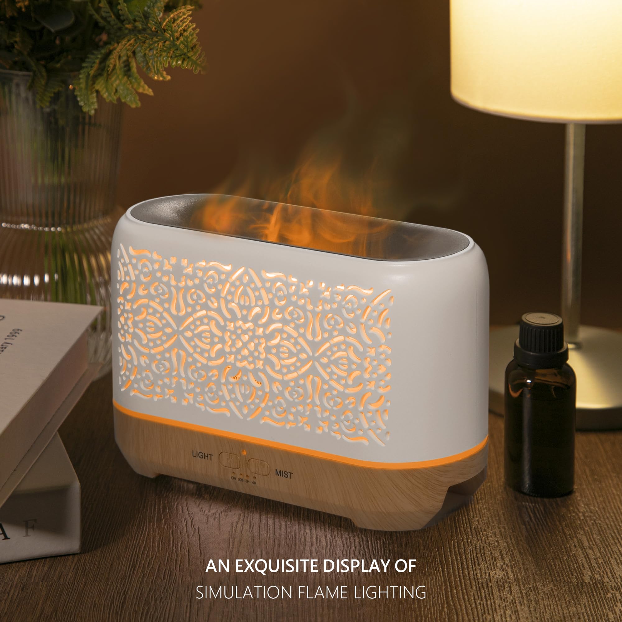 Earnest Living Essential Oil Diffuser Ultrasonic Classic Flame Air Diffuser 200ml Fire Mist Timers Night Lights and Auto Off Fun