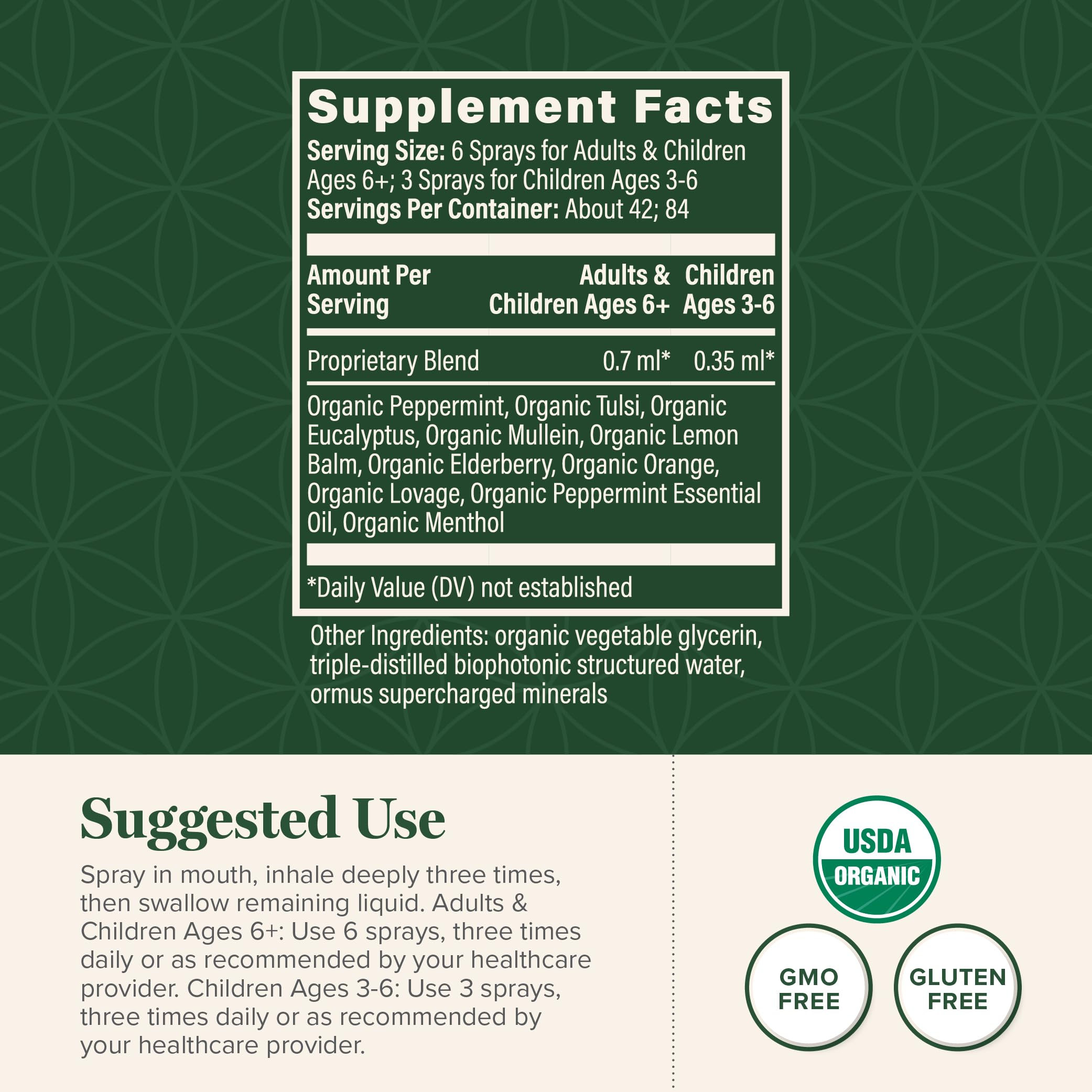 Global Healing Organic Lung Health Supplement - Herbal Nasal Decongestant Spray for Lung Cleanse, Respiratory Support and Mucus