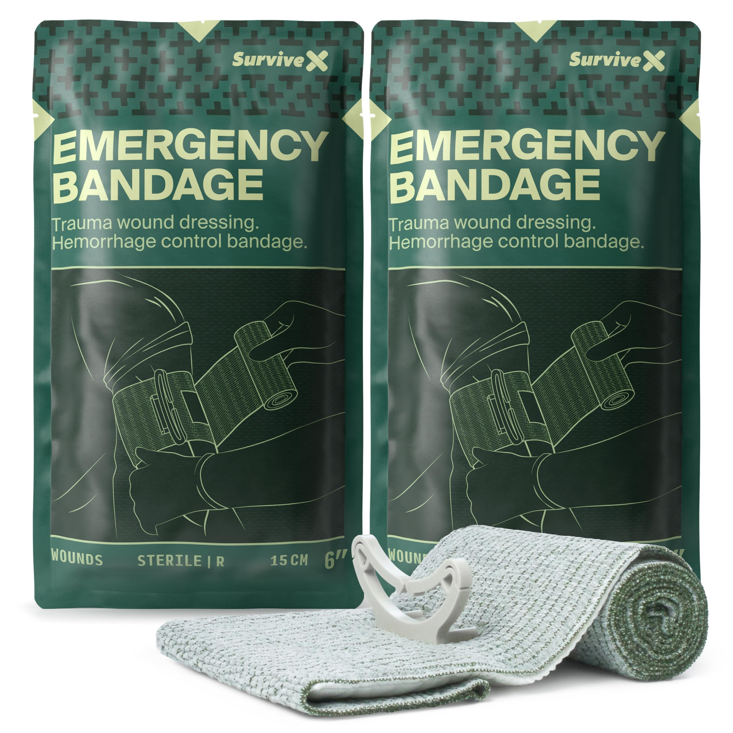SurviveX Israeli Pressure Bandage 6 Inch - Emergency Bandage - Pressure Dressing for Wounds - Trauma Dressing - Sterile Vacuum-S