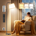 Caromolly Light Therapy Floor Lamp, 10000 Lux with Remote, Adjustable Color/Brightness/Timer, Modern Linen Shade for Office, Liv