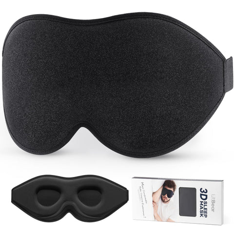 LitBear Sleep Mask for Side Sleeper Women Men, Eye Mask for Sleeping Light Blocking, 3D Contoured Cup Sleeping Mask, Soft Breath