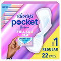 Always Pocket Feminine Pads for Women with FlexFoam, Size 1, Regular, with Wings, Unscented, 22 Count