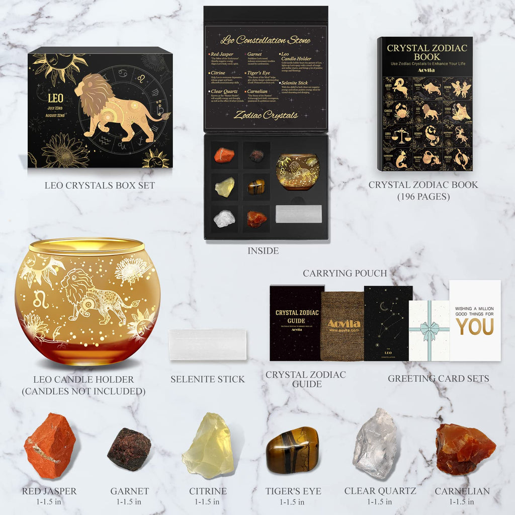 Aovila Leo Birthday Gifts for Women - Leo Candle Holder with Birthstones - Zodiac Gifts for Her
