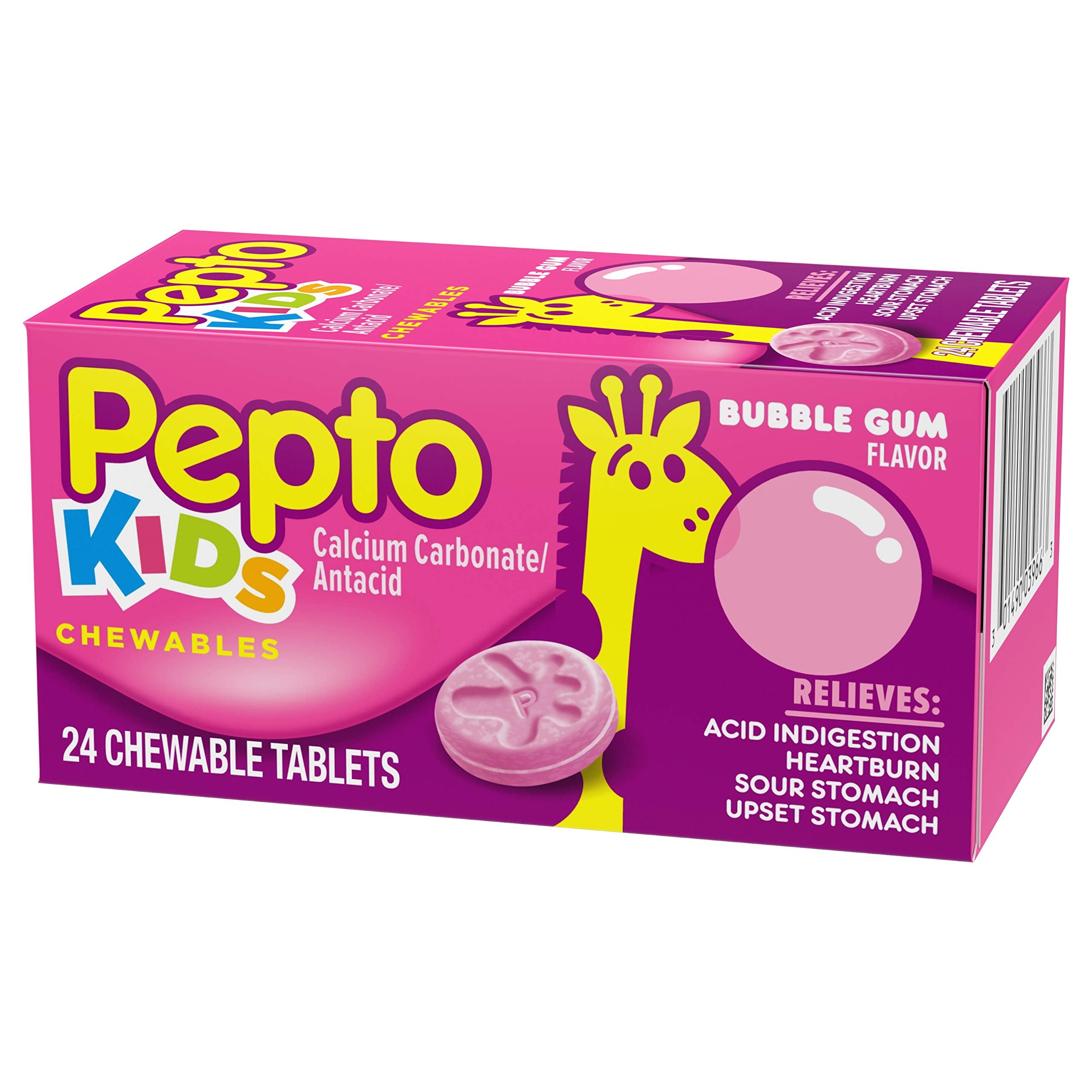 Pepto Bismol Kids Bubblegum Flavor Chewable Tablets for Heartburn,Acid Indigestion,Sour Stomach,and Upset Stomach for Children 2
