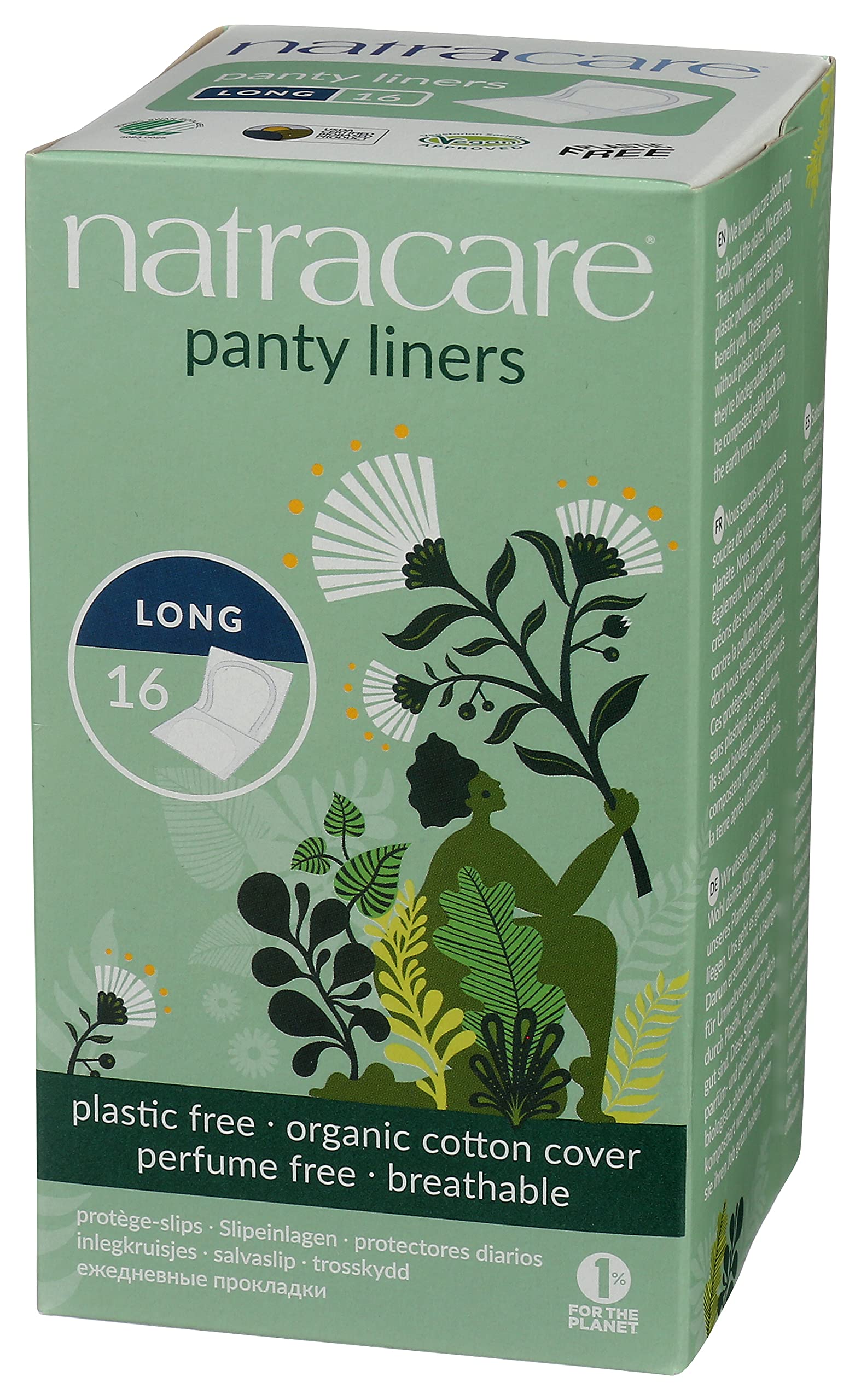 Natracare Panty Liners - Long - Wrapped - 16 Count