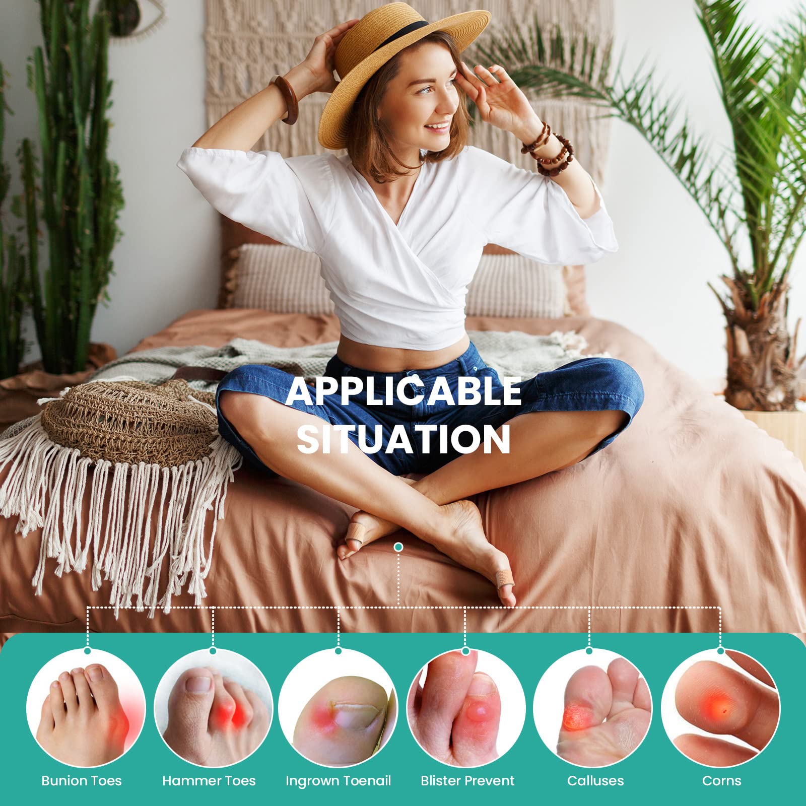 Welnove Toe Tubes Sleeves Protectors - 6 Pack Toe Cushions for Pain Relief - Fabric & Breathable Gel Lining Toe Protectors for C