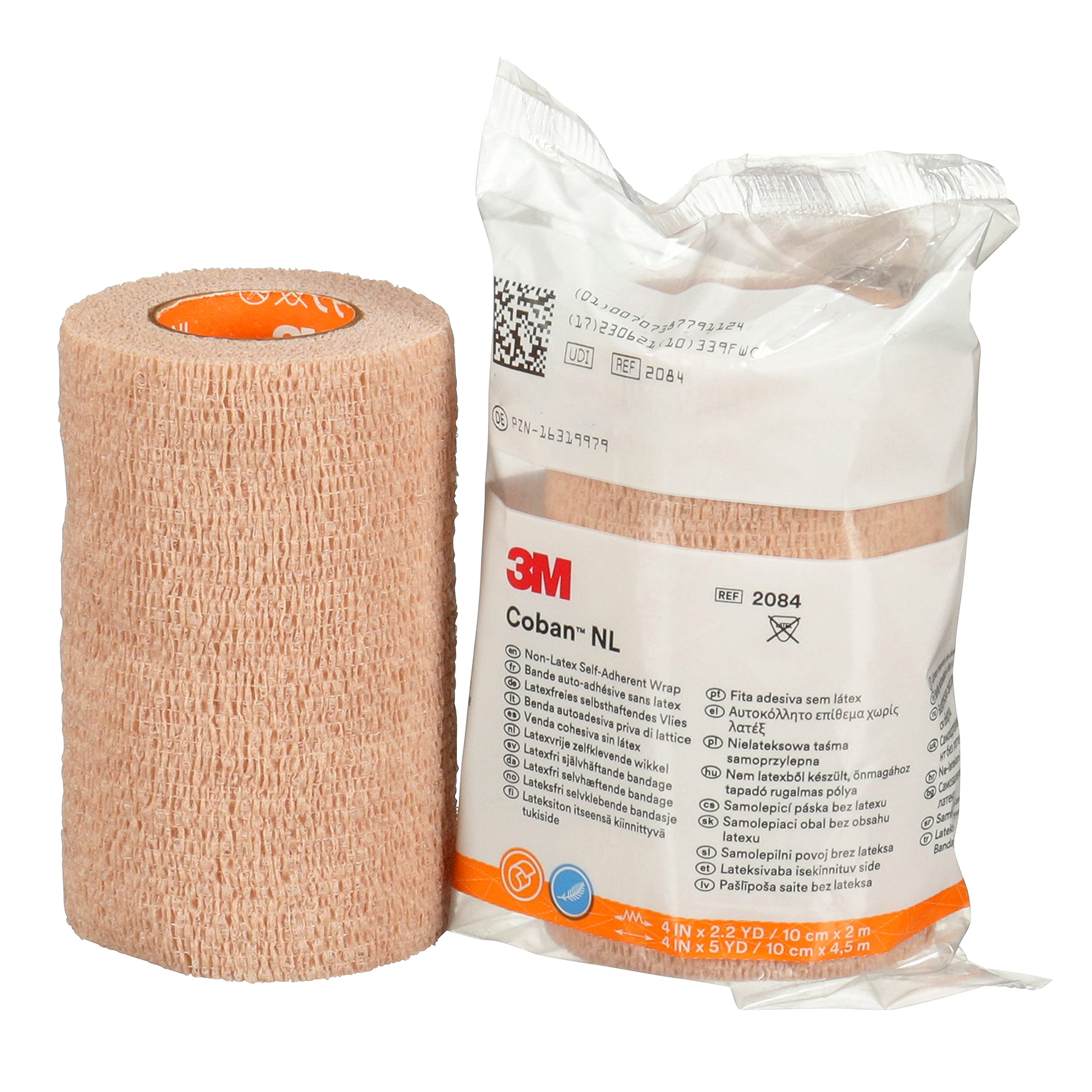 3M Coban NL Non-Latex Self-Adherent Wrap with Hand Tear, 2084, 4 in x 5 yd, 18 Rolls/Case