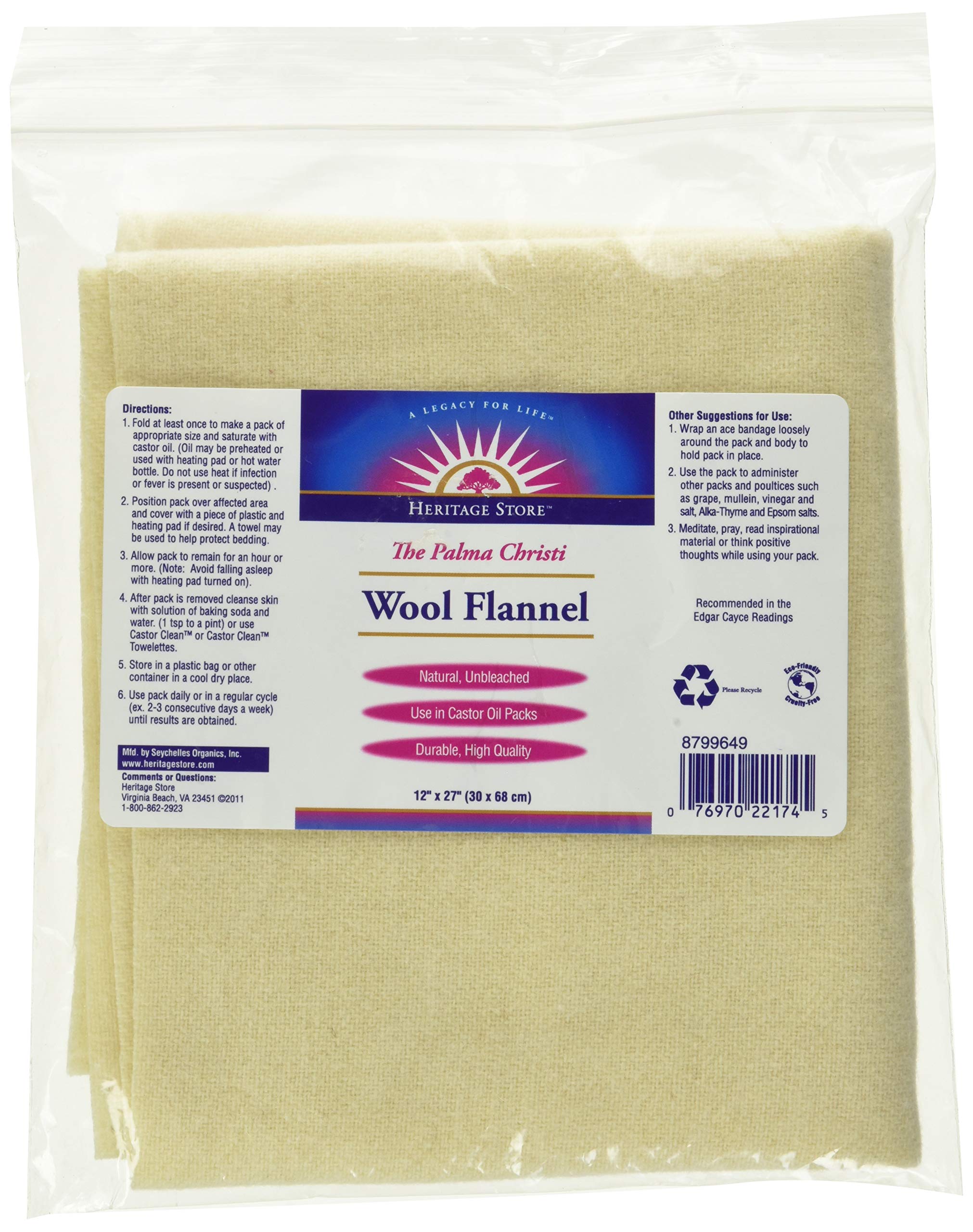 Heritage Products Wool Flannel, Palma Christi, 1 Flannel 12'' X 27''