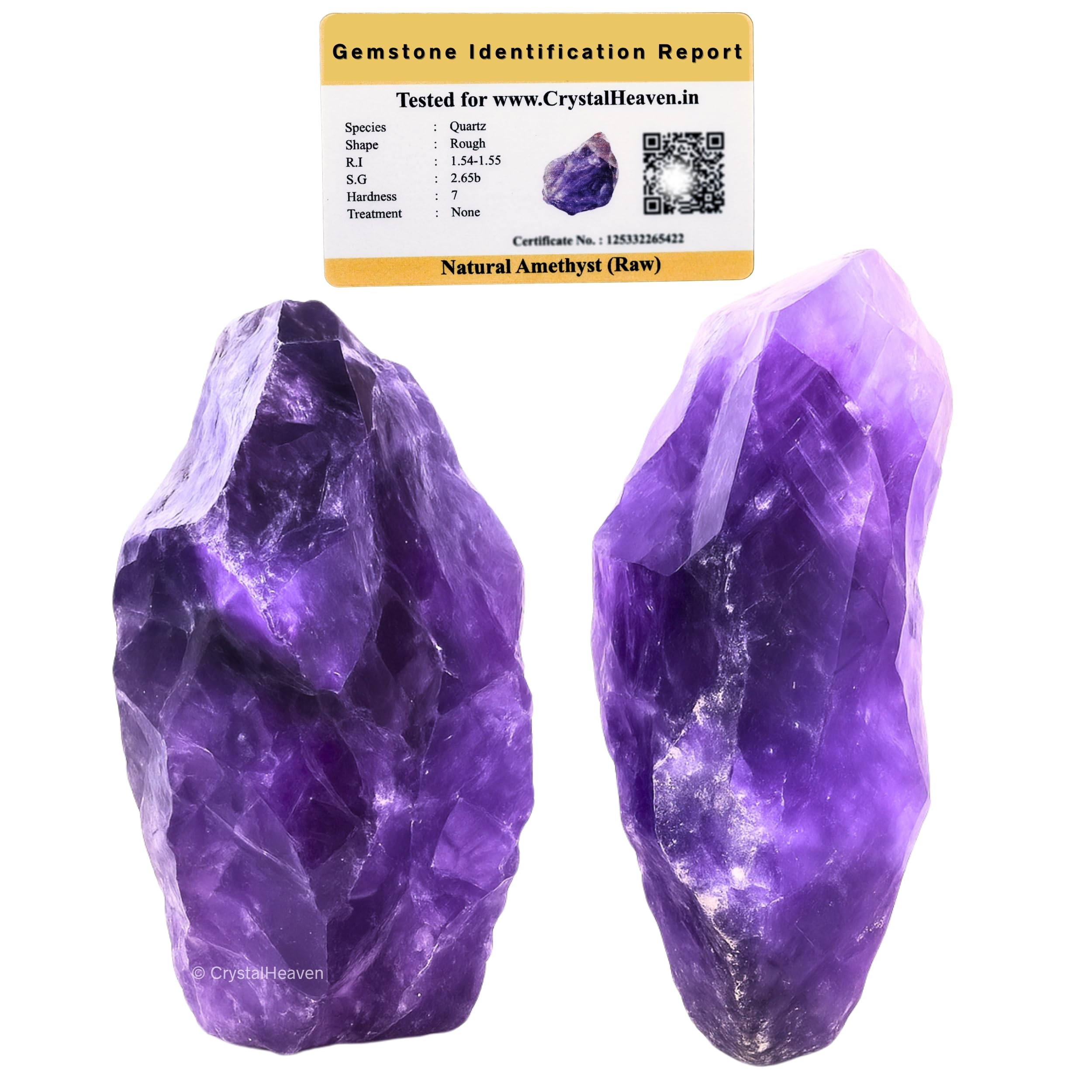 Crystal Heaven Certified Amethyst Healing Rough Stone, Natural Raw Crystals For Manifestation, Meditation And Reiki Healing (2 P