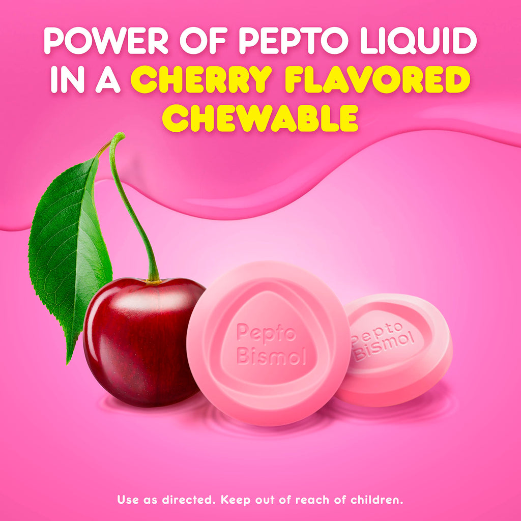 Pepto Bismol Chewables, Upset Stomach Relief, Bismuth Subsalicylate, Multi-Sympton Relief of Gas, Nausea, Heartburn, Indigestion