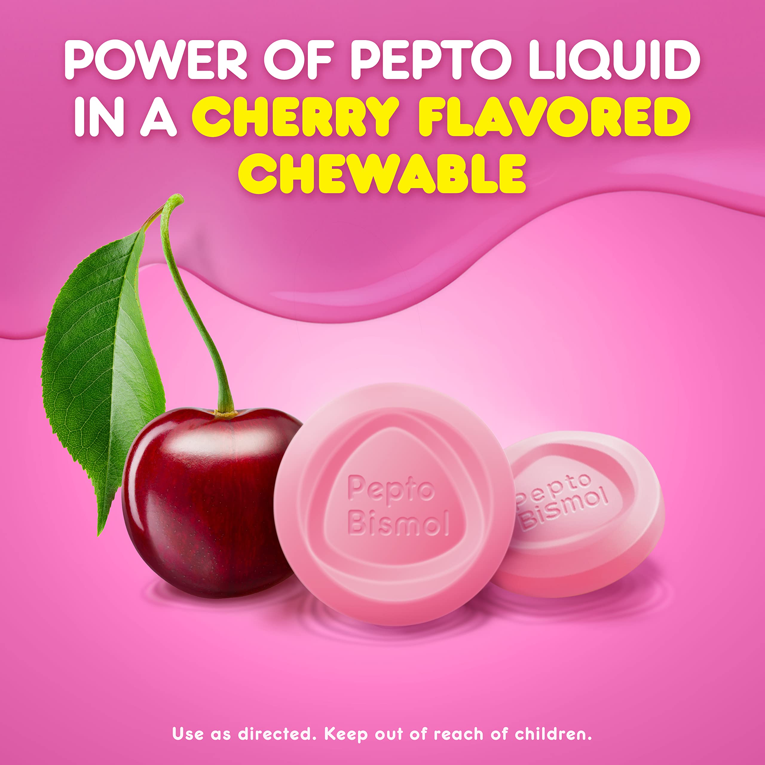 Pepto Bismol Chewables, Upset Stomach Relief, Bismuth Subsalicylate, Multi-Sympton Relief of Gas, Nausea, Heartburn, Indigestion