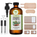 GYBOHO Castor Oil Pack Wrap Reusable & 16fl.oz Castor oil Organic Cold-Pressed Unrefined, with Disposable Castor oil Patches, fo