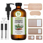GYBOHO Castor Oil Pack Wrap Reusable & 16fl.oz Castor oil Organic Cold-Pressed Unrefined, with Disposable Castor oil Patches, fo