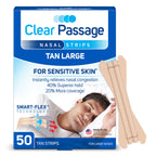 Clear Passage Nasal Strips Large, Tan, 50 ct | Works Instantly to Improve Sleep, Reduce Snoring, & Relieve Nasal Congestion Due 