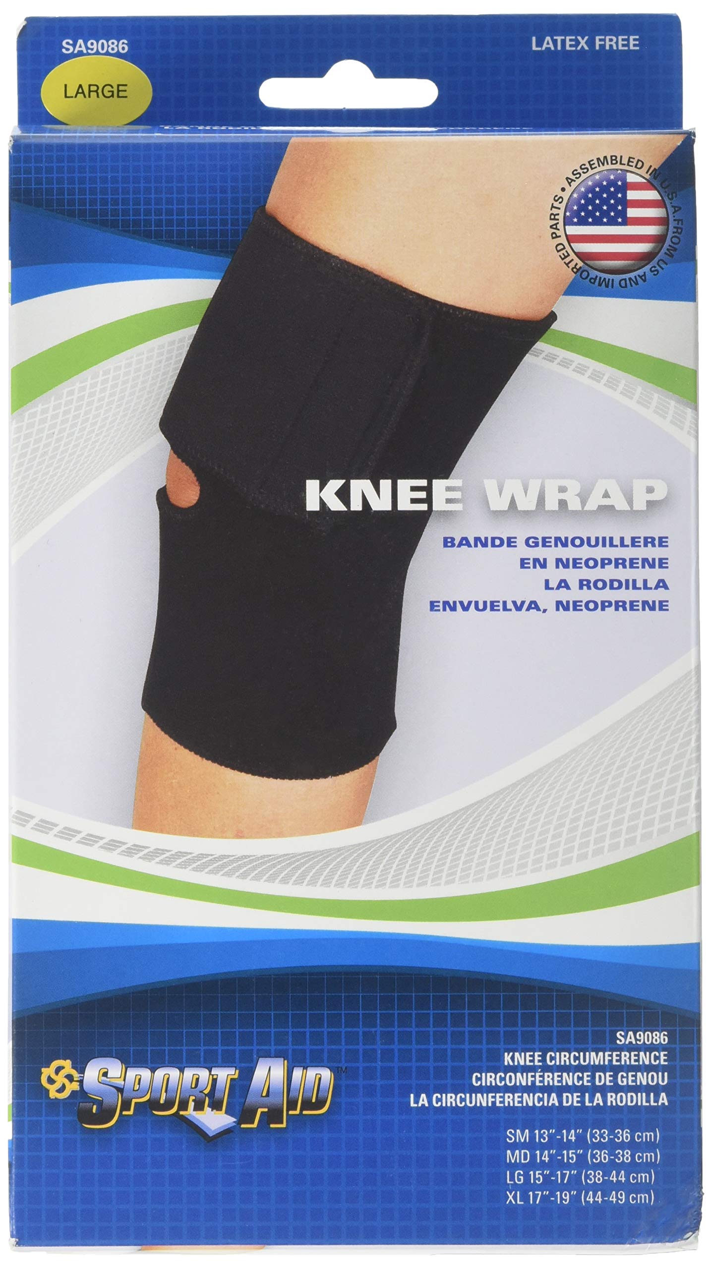 Sportaid Knee Wrap Neoprene, Black Large 15-17 inches 1 Each by Sport Aid (Pack of 2)