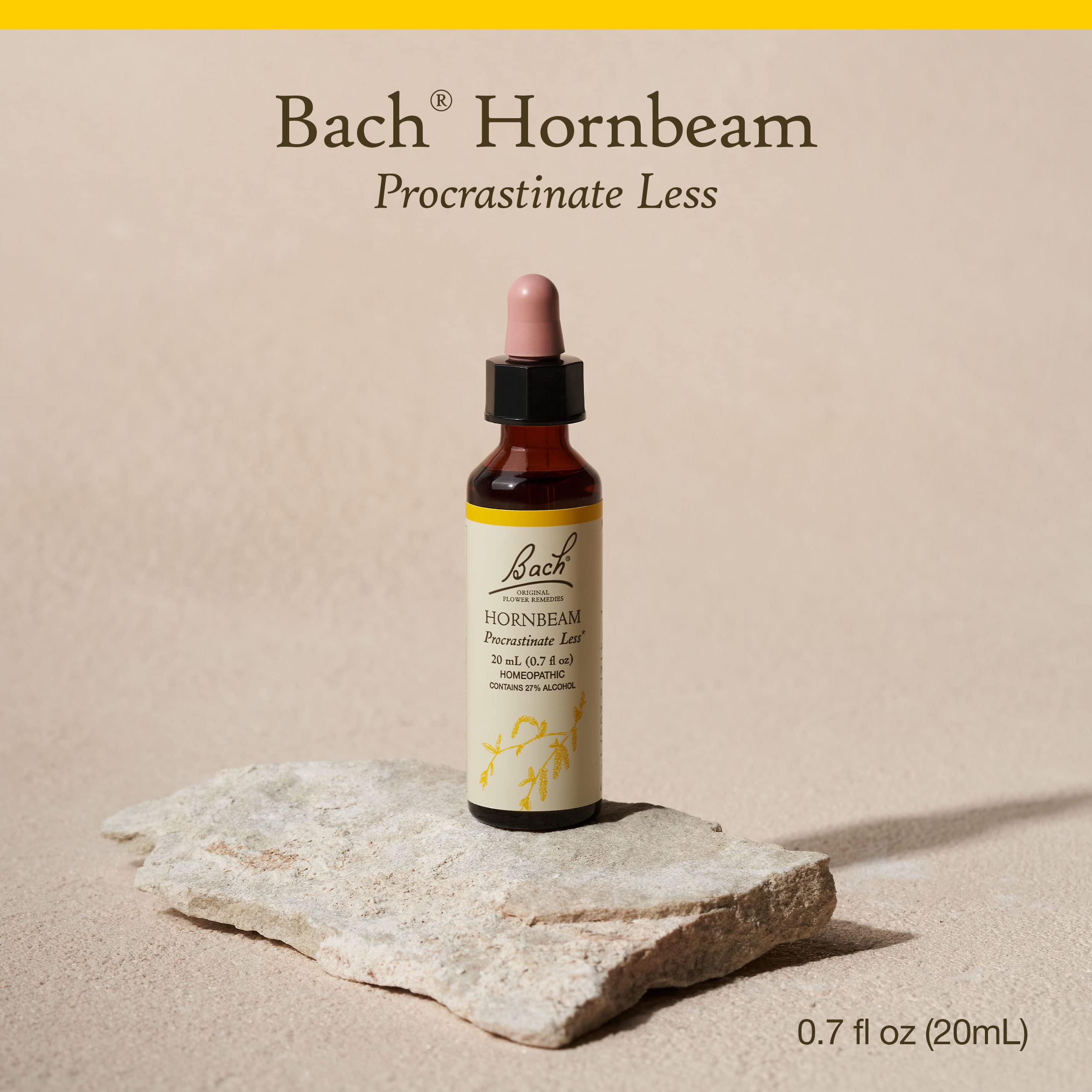 Bach Original Flower Remedies, Hornbeam for Procrastination, Natural Homeopathic Flower Essence, Holistic Wellness, Vegan, 20mL