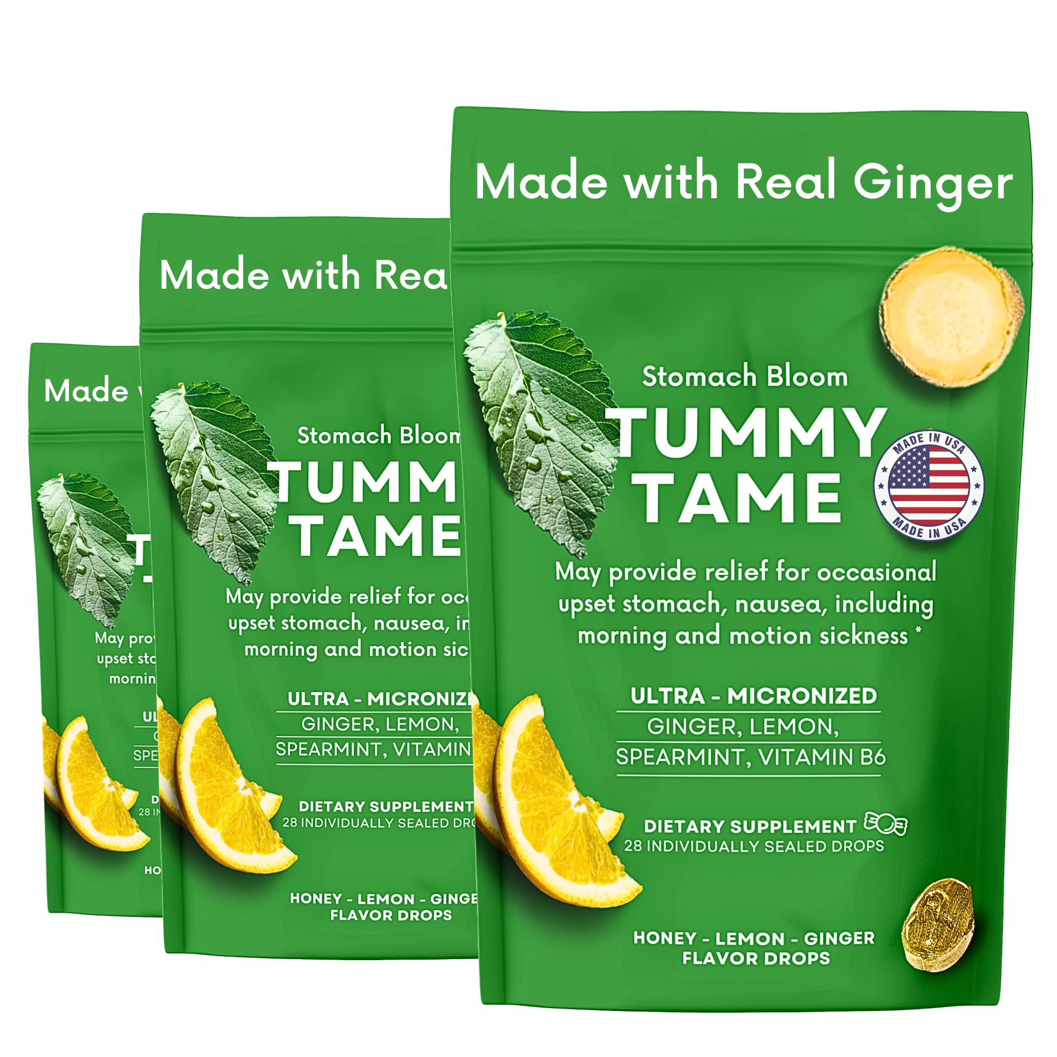 Stomach Bloom Tummy Tame Drops - 3X Better Absorption | Herbal Relief for Occasional Indigestion, Bloating, Gas, Nausea, Upset S