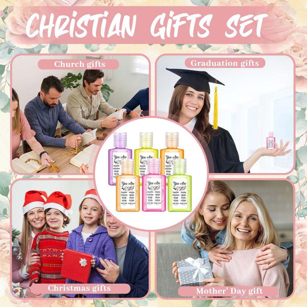 Frienda 24 Set Christian Hand Sanitizer Gift Set Bible Verse Travel Size Hand Sanitizer Christian Gift Bulk for Church Mini Hand