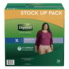 Depend FIT-Flex Incontinence Underwear for Women, Disposable, Maximum Absorbency, Extra-Large, Blush, 36 Count