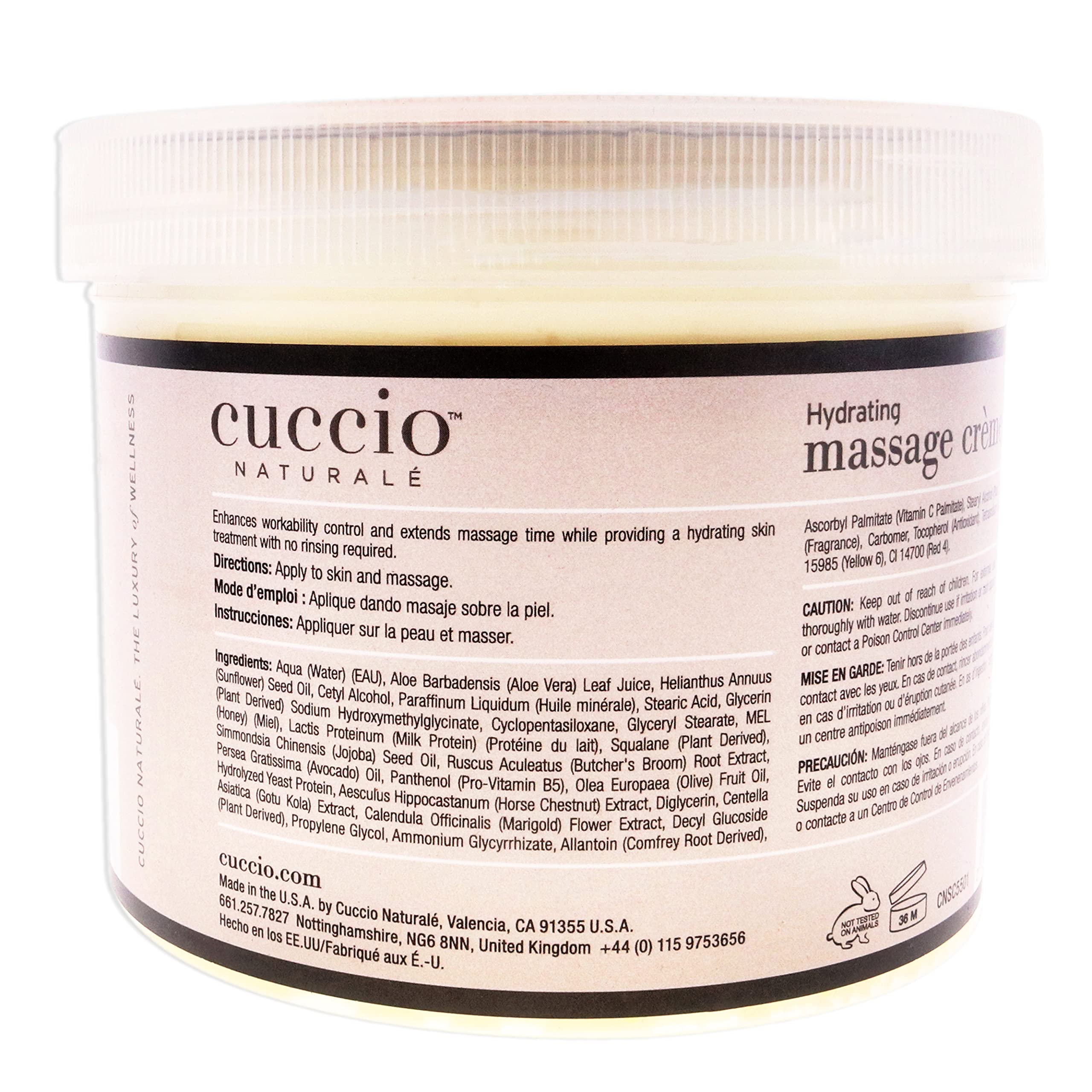 Cuccio Hydrating Massage Creme | for hands, feet or full body hydration | Mon-oily, ultra-hydrating body moisturizer