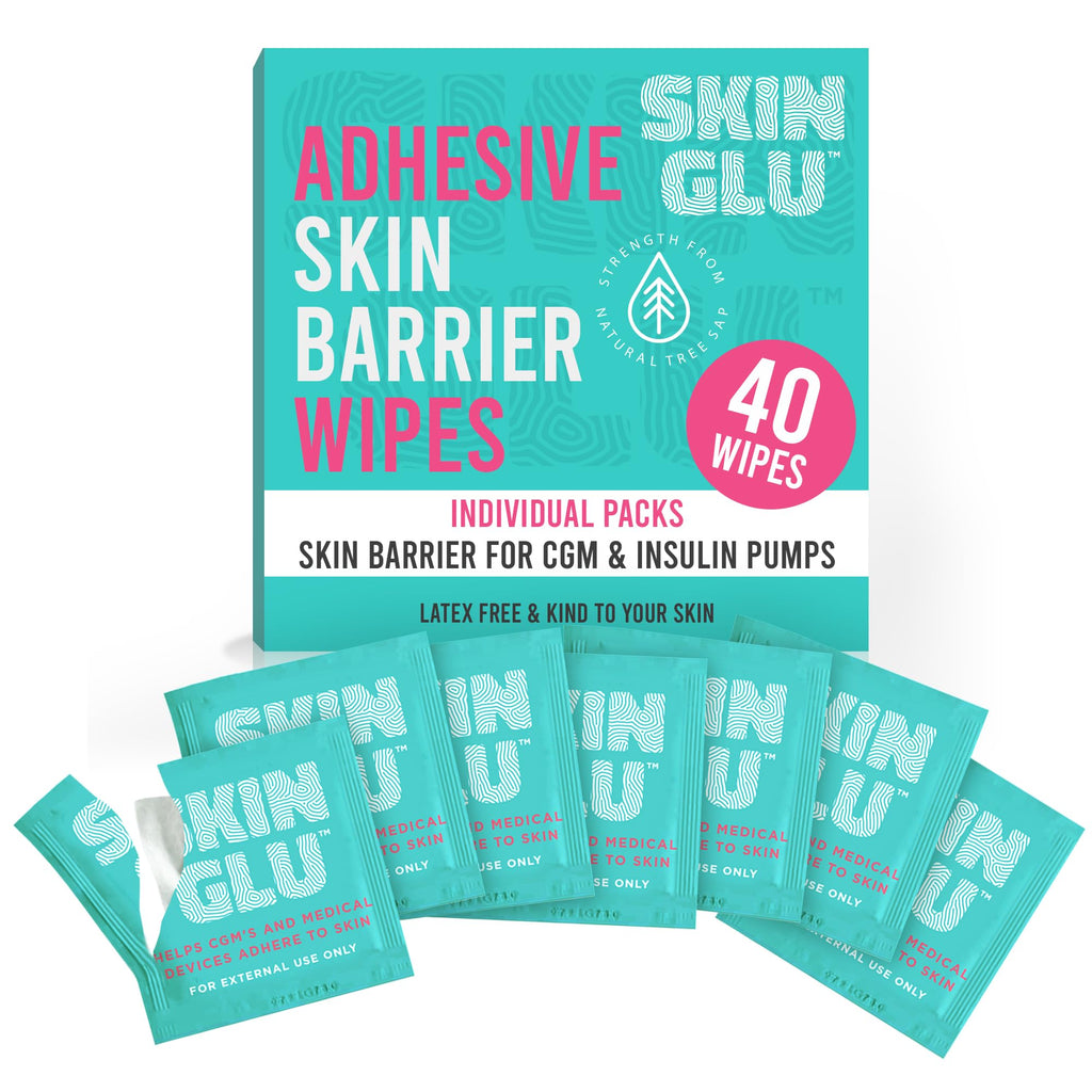 Not Just A Patch Skin Glu Skin Prep Wipes (40 Pack) - Hypoallergenic Latex-Free Pre-CGM Skin Barrier Wipes for Blood Sugar Monit