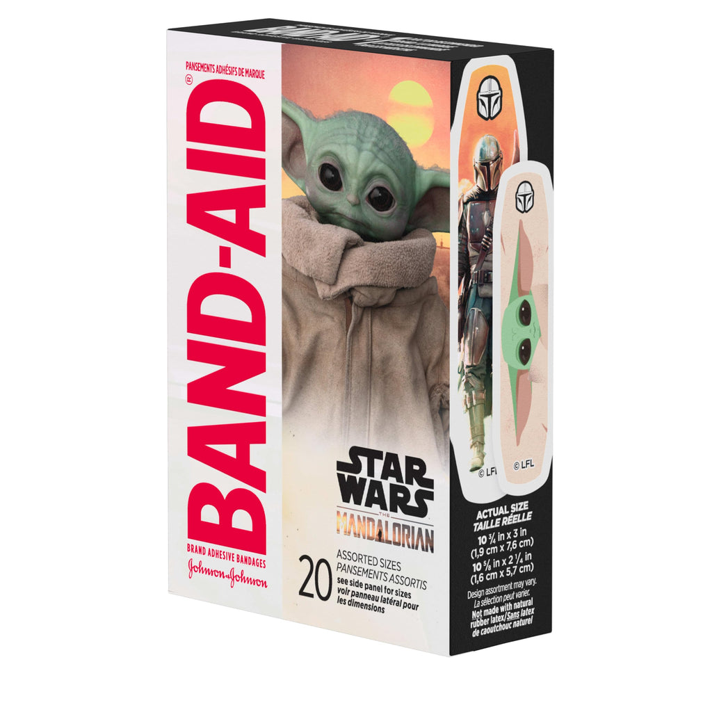 Band-Aid Brand Adhesive Bandages for Minor Cuts & Scrapes, Wound Care Featuring Star Wars The Mandalorian Characters for Kids an