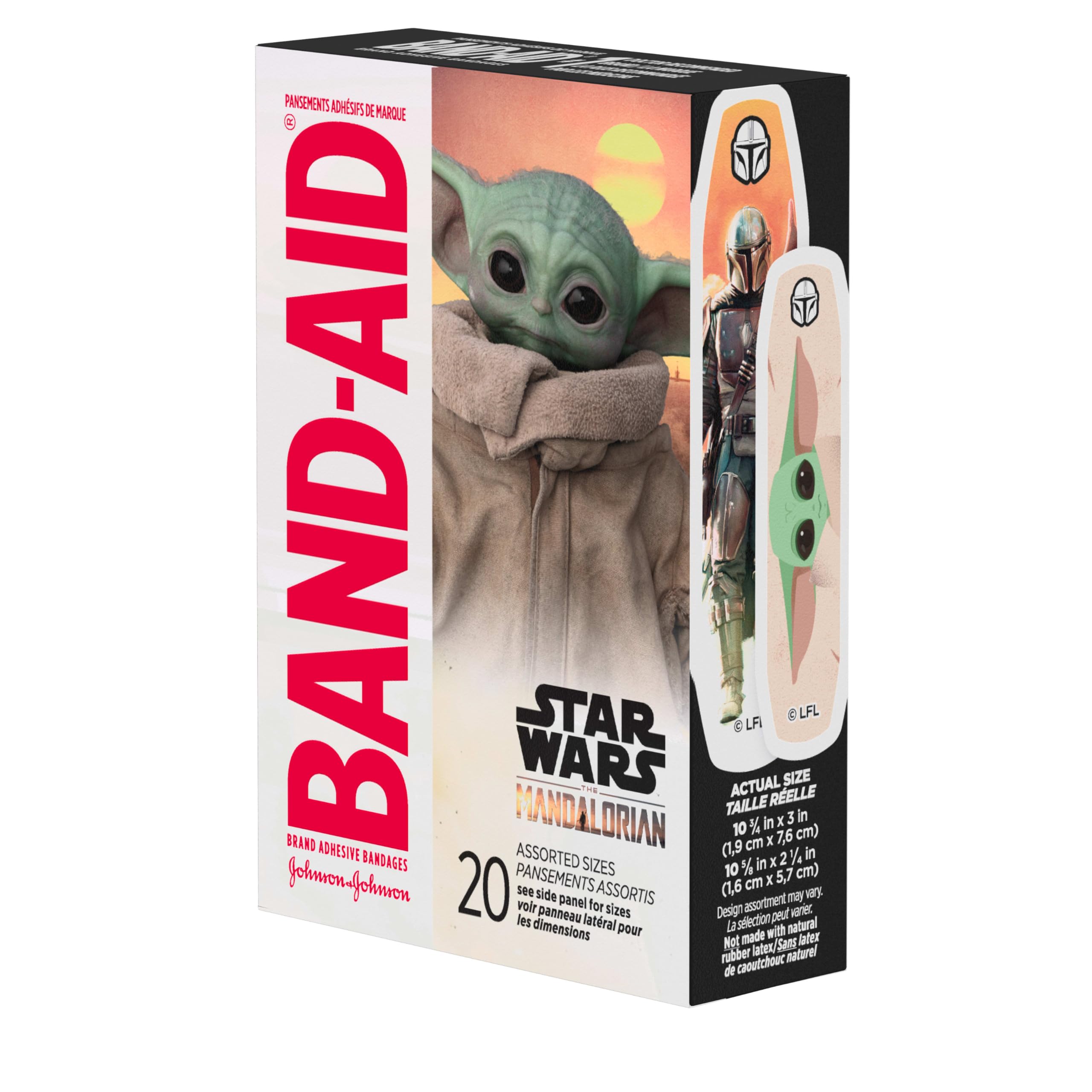 Band-Aid Brand Adhesive Bandages for Minor Cuts & Scrapes, Wound Care Featuring Star Wars The Mandalorian Characters for Kids an