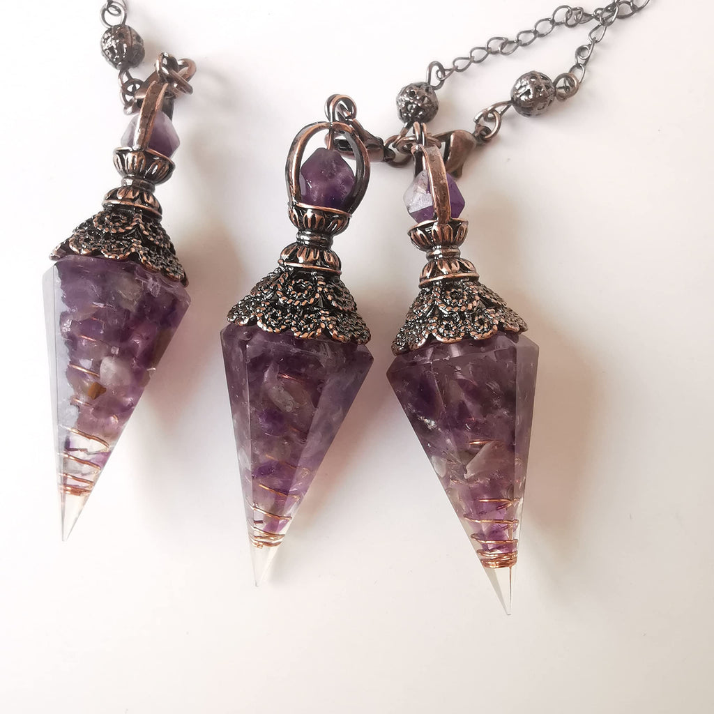 Loveliome Healing Crystal Pendulum for Divination, Wicca Dowsing Balancing Spiritual Resin Gemstone Point Pendant,Citrine