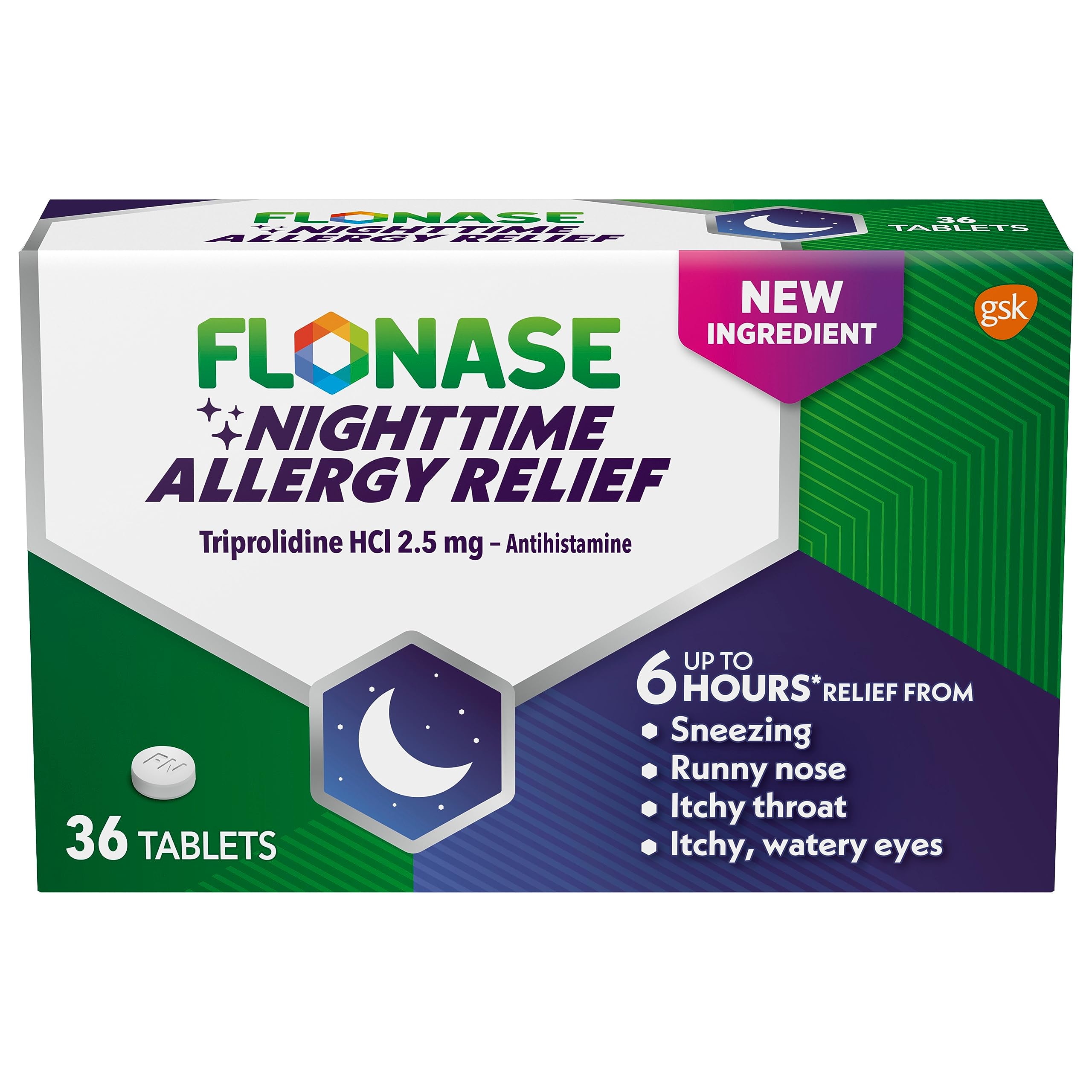 Flonase Nighttime Allergy Relief Tablets, Up to 6 Hours of Allergy Medicine - 36 Coated Tablets