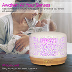 Earnest Living Essential Oil Diffuser White Ceramic Diffuser 500 ml Timers Night Lights and Auto Off Function Home Office Humidi