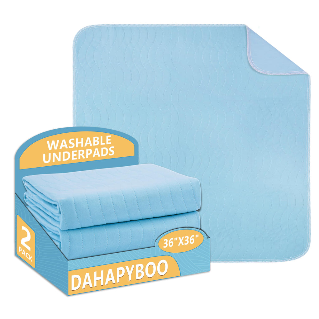 DAHAPYBOO Washable Underpads, 36x36 2 Pack Incontinence Bed Pads, Heavy Absorbency Reusable for Elderly, Kids, Adults and Pets, 