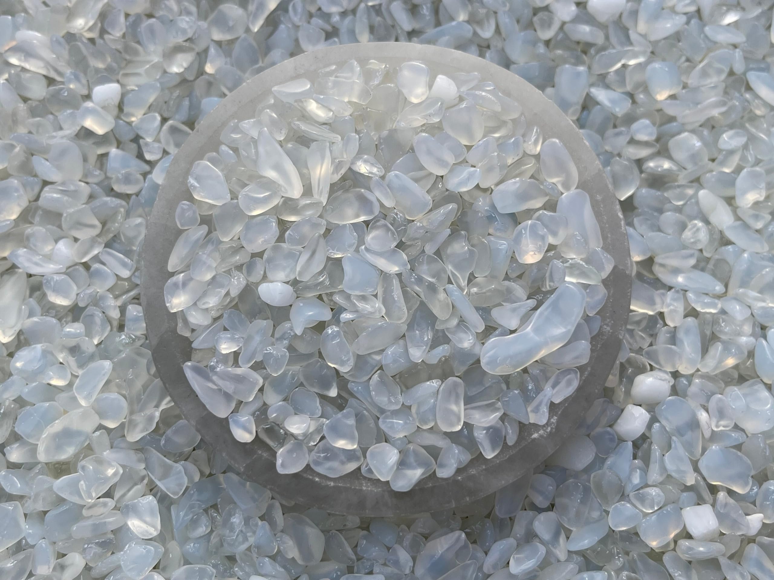 2 oz Lot Semi Tumbled Opalite Chips, Crushed Mini Opalite Crystals, Undrilled Crystal Chips (Opalite)