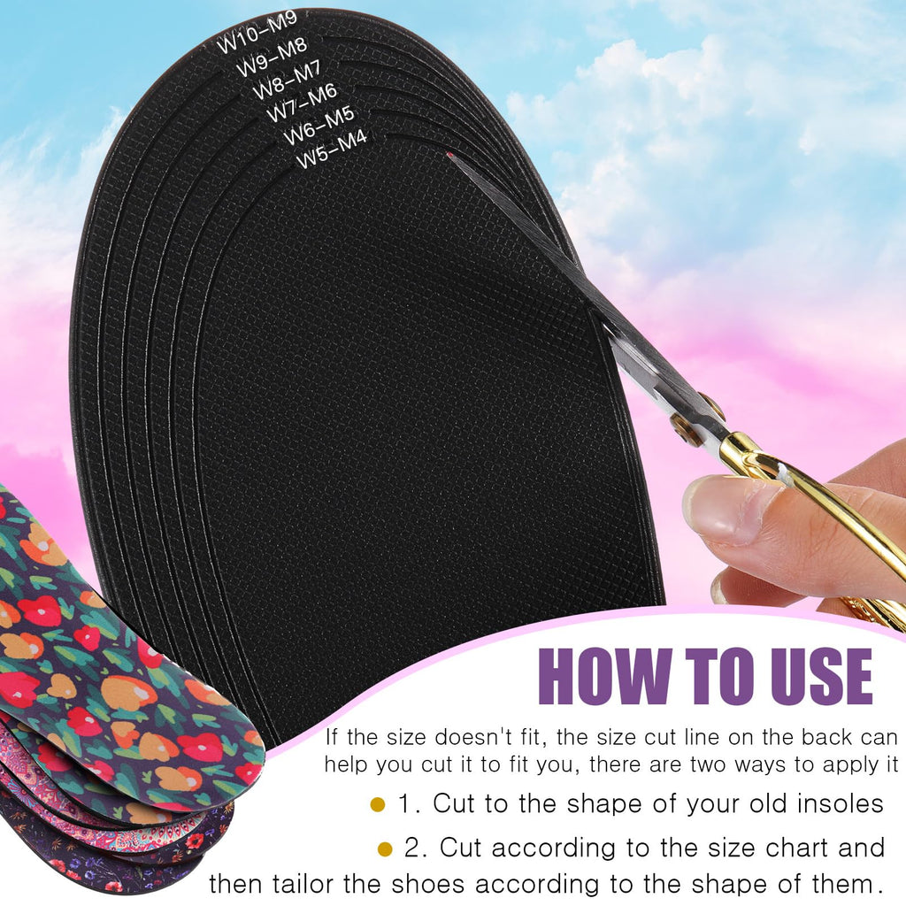 Velmitten 3 Pairs No Show Socks Sockless Shoe Liner Washable Barefoot Shoe Insoles No Slipping Inserts(Delicate Style)